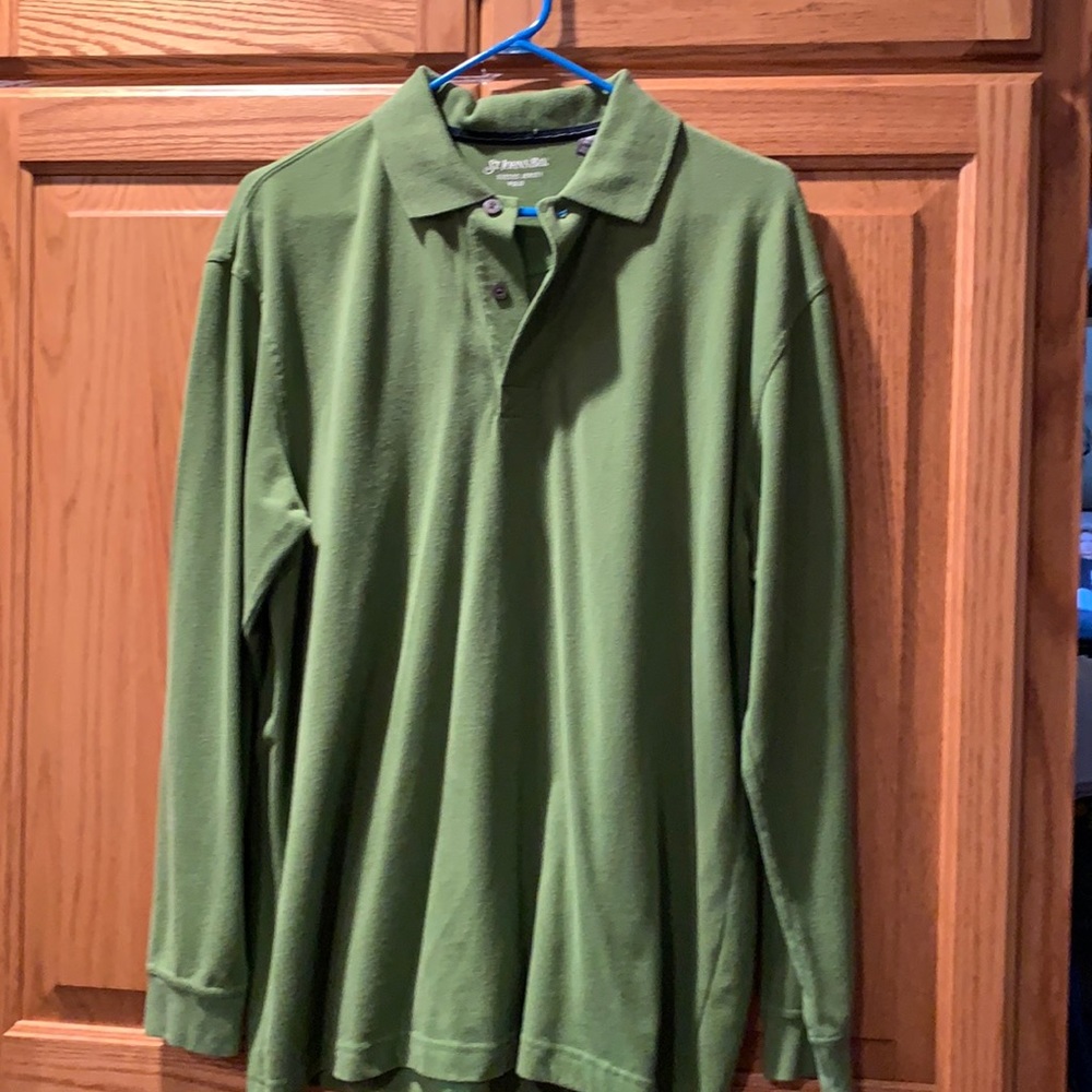 St. John Bay long sleeve shirt green size Medium